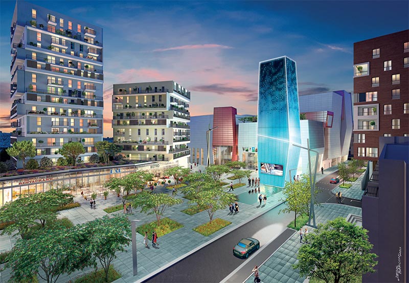 La Place du Grand Ouest sera un lieu particulièrement animé, notamment, grâce au Centre des congrès et au multiplexe de cinéma. Un quartier futuriste
